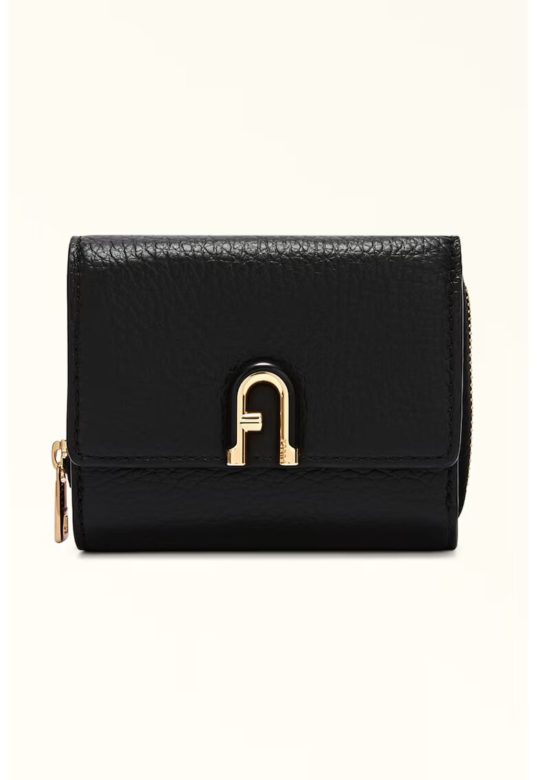 Furla Кожено портмоне с лого - Черен