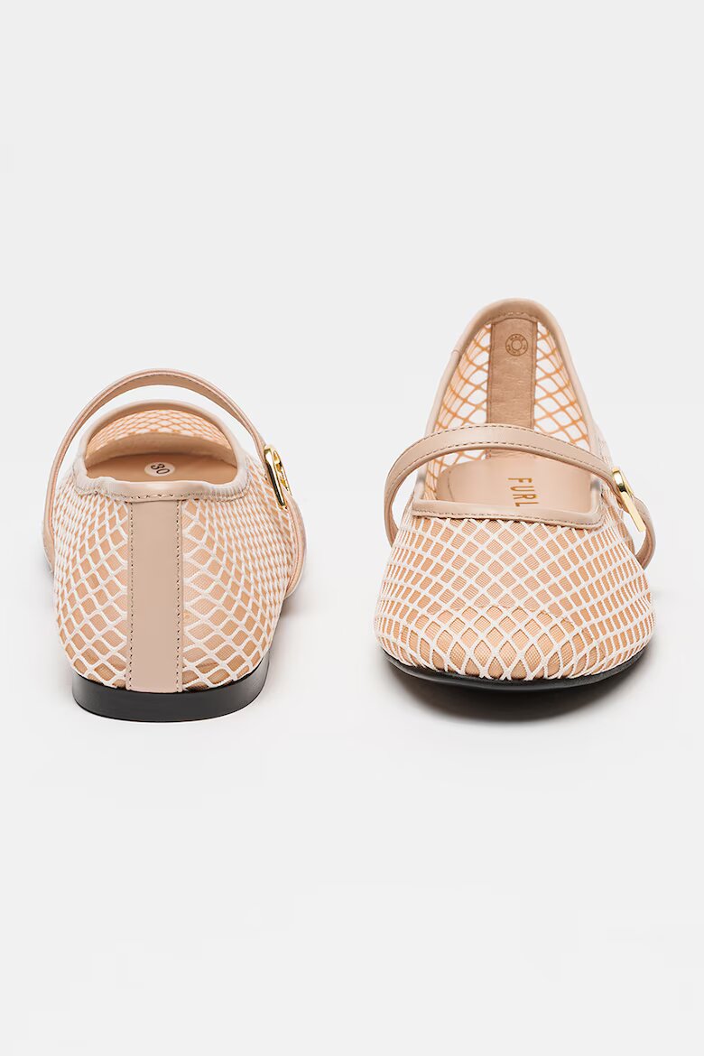 Furla Мрежести пантофки Etoile тип Mary Jane с кожа Прашно розово