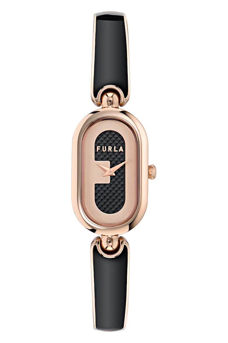 Furla Овален часовник от неръждаема стомана Rose Gold/Черен