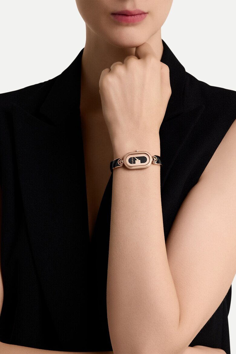 Furla Овален часовник от неръждаема стомана Rose Gold/Черен
