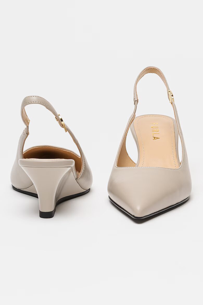 Furla Скосени кожени обувки Luce Сиво-бежов
