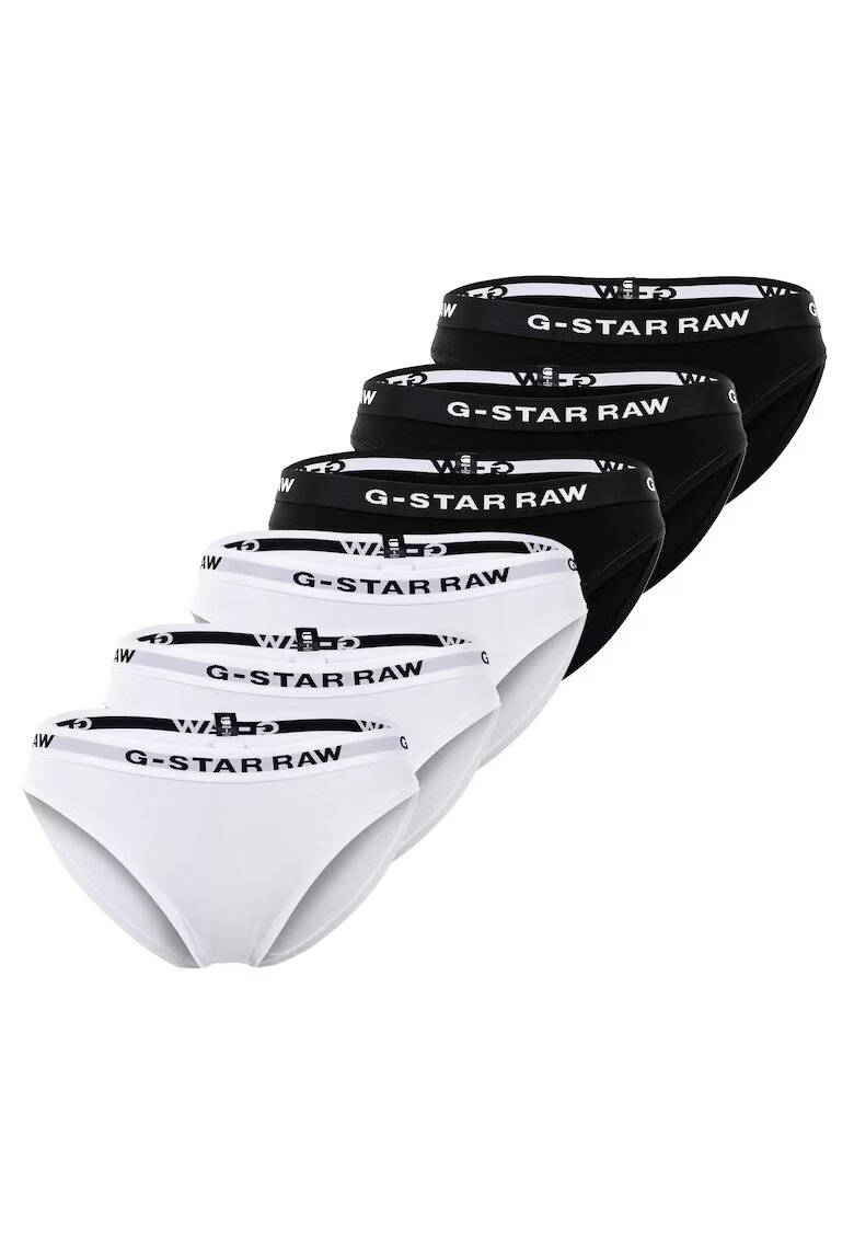 G-STAR Бикини с лого на талията - 6 чифта - Бял/Черен