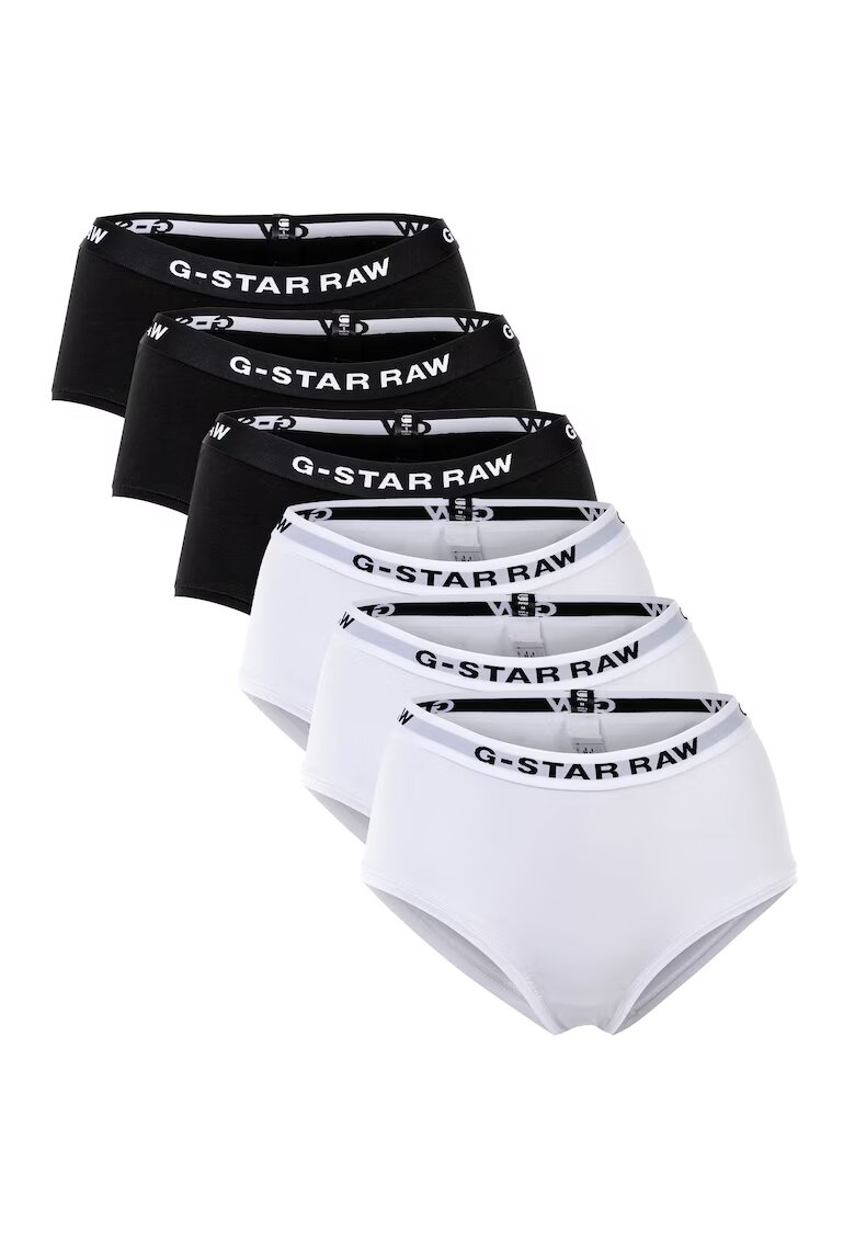 G-STAR Бикини тип хипстър с лого - 6 чифта - Бял/Черен