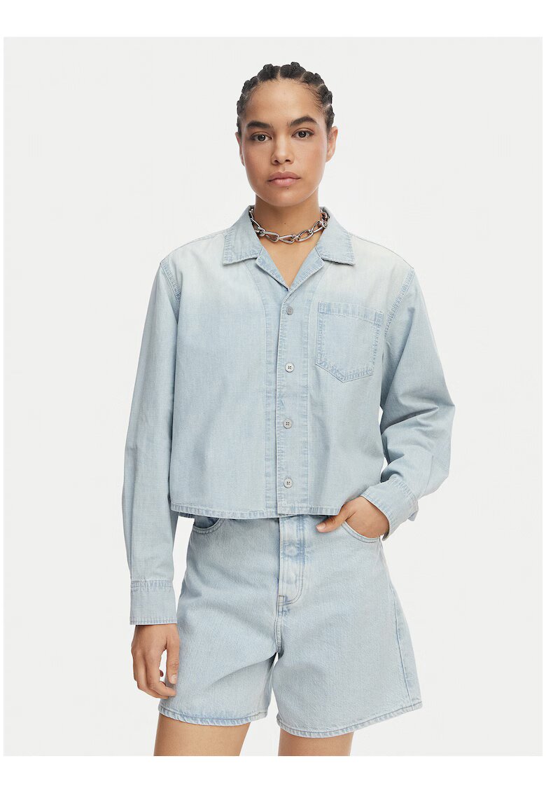 G STAR RAW Дамска дънкова риза - G-Star Raw - синя - памук - свободна кройка - дълъг ръкав
