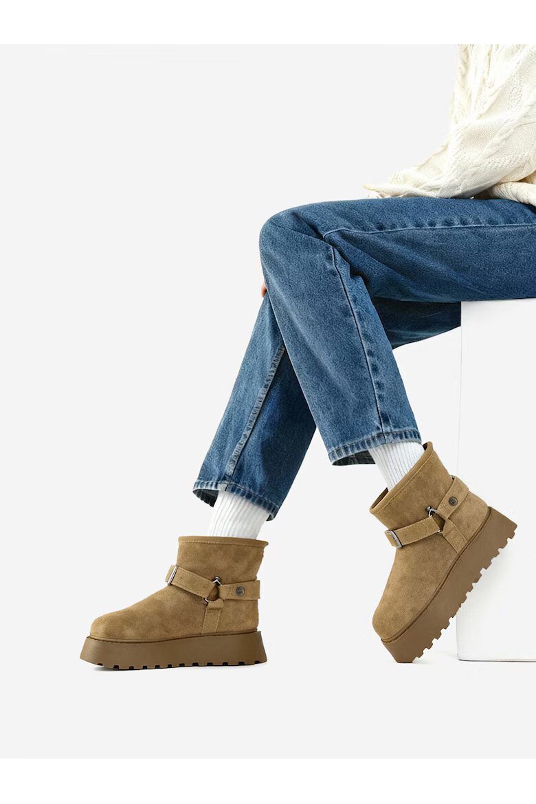 G STAR RAW Дамски ботуши естествена кожа бежови без закопчаване с подплата