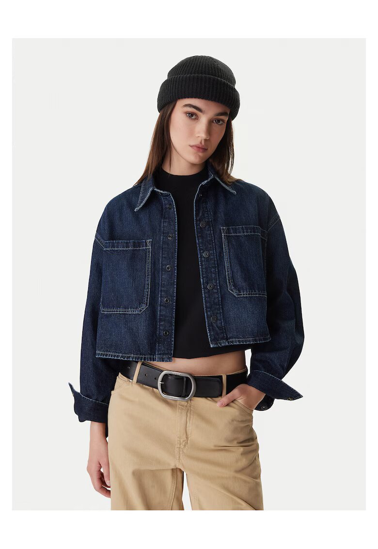G STAR RAW Дънкова риза G-Star Raw - памук - тъмносиня - за жени