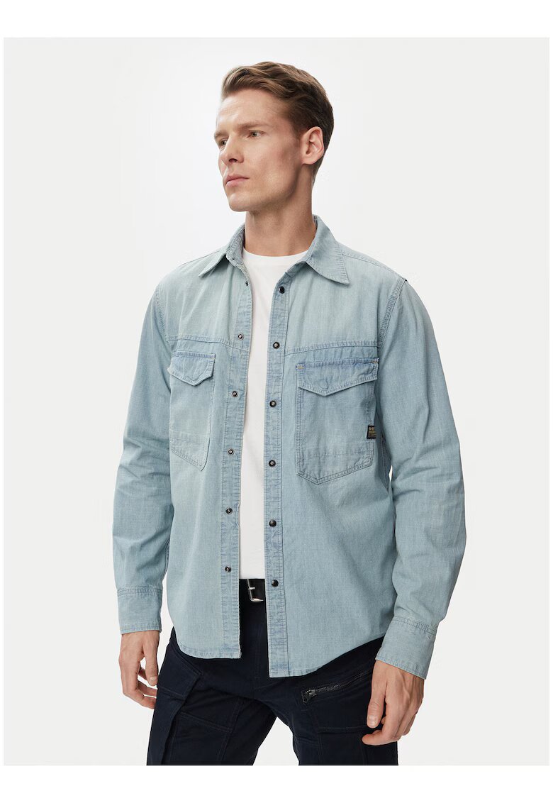 G STAR RAW Мъжка риза - деним - синя - ежедневна - дълъг ръкав - стандартна кройка