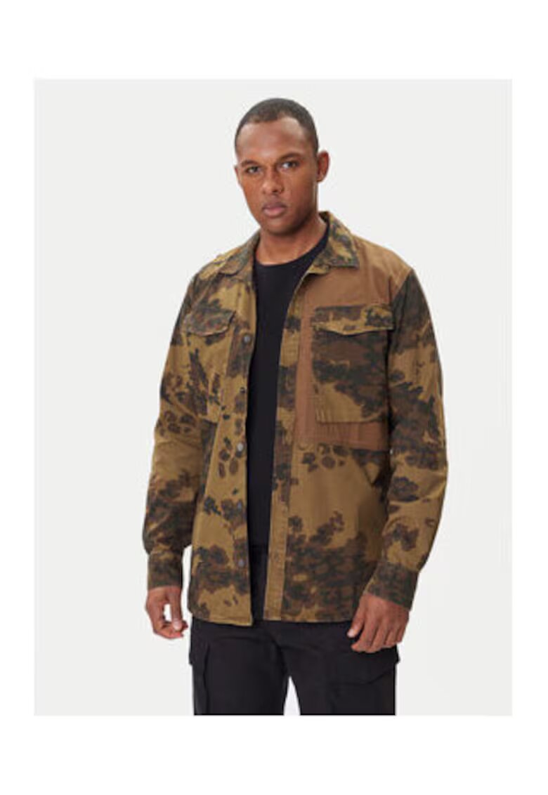G STAR RAW Мъжка риза - Inne Cargo Pkt - зелена - устойчив материал