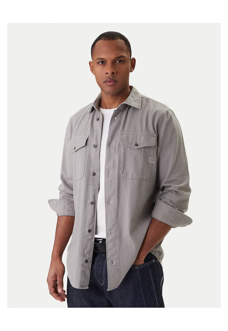 G STAR RAW Мъжка риза - сива - 50% памук и 50% рециклиран памук