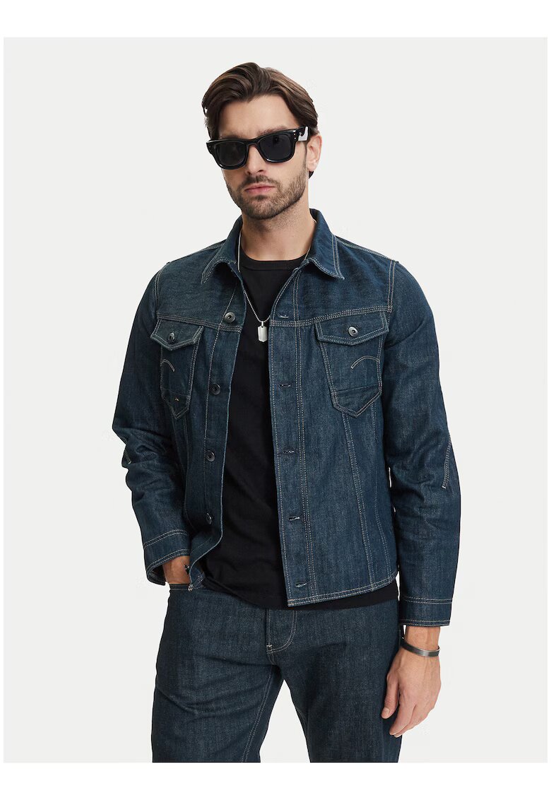 G STAR RAW Мъжко дънково яке - тъмносиньо - памук - дълъг ръкав - стандартна кройка