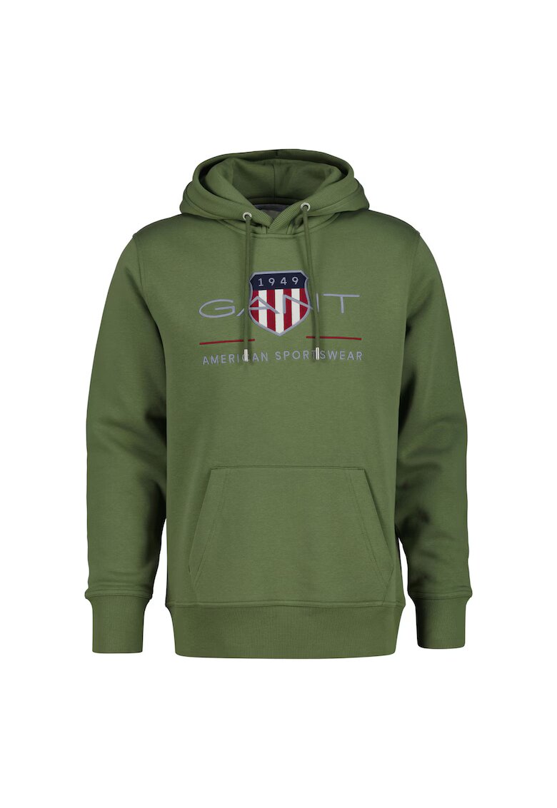 Gant Худи Archive Shield с джоб кенгуру - Светлозелен