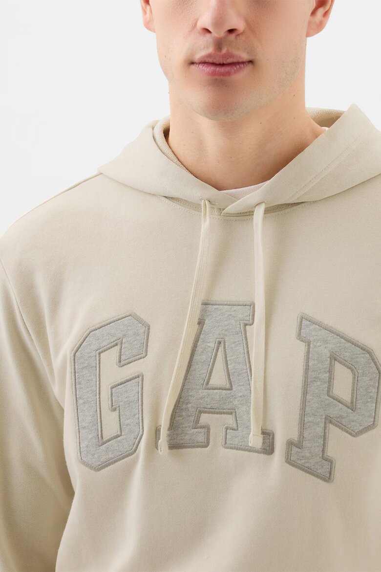 GAP Худи с памук с лого Светло сив/Светло бежово