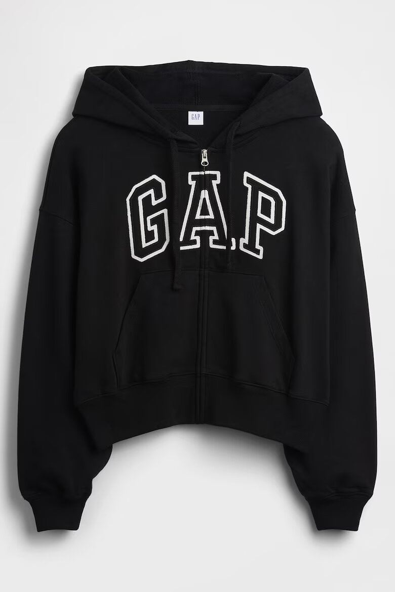 GAP Худи с цип и лого Черен