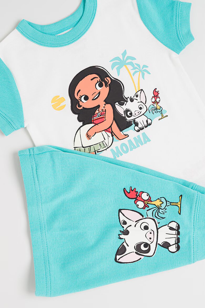 GAP Къса пижама с принт на Moana Бял/Бледочервен/Персийско зелено