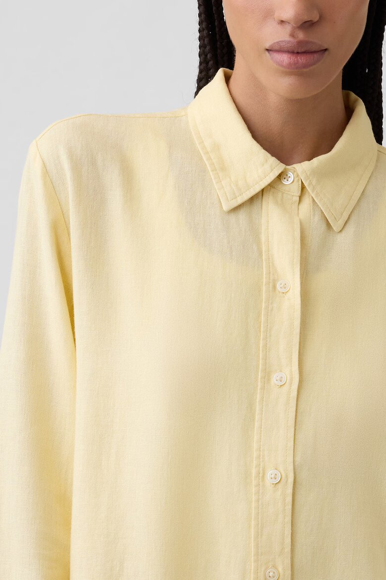 GAP Риза с лен с копчета Жълт