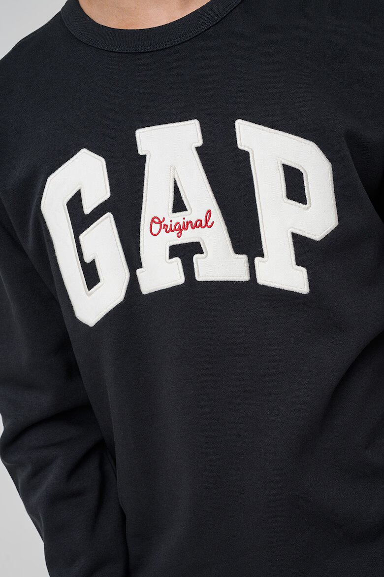 GAP Суитшърт с принт и овално деколте Черен