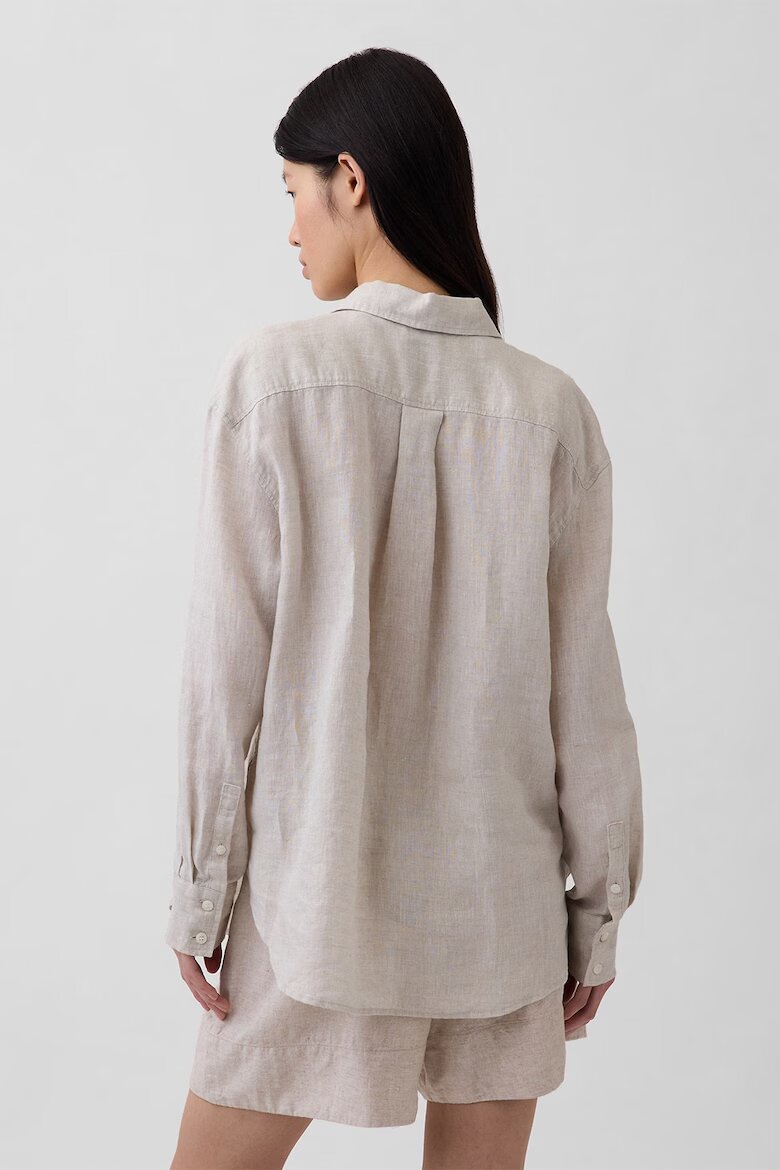 GAP Свободна ленена риза Светло кафяво