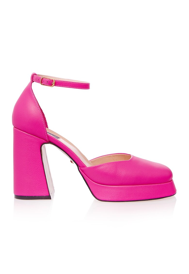 Gemelli Shoes Кожени обувки Barbie с каишка на глезена - Розово
