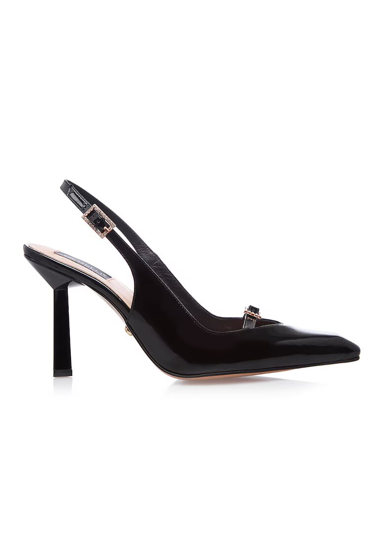 Gemelli Shoes Кожени обувки Fairy с отворена пета - Черен