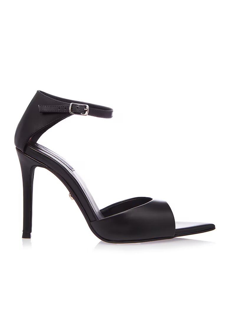 Gemelli Shoes Кожени сандали Maira с остър връх - Черен