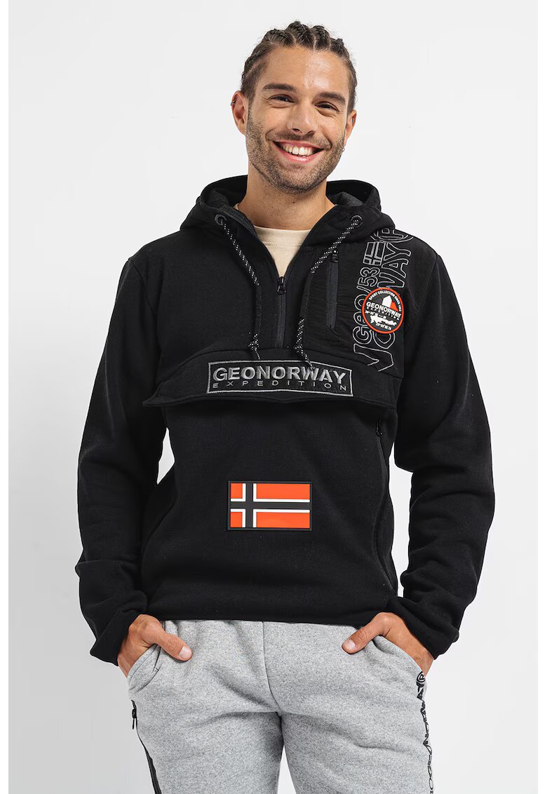 Geo Norway Худи Feretico с бродирано лого - Избеляло черно/Tъмносив
