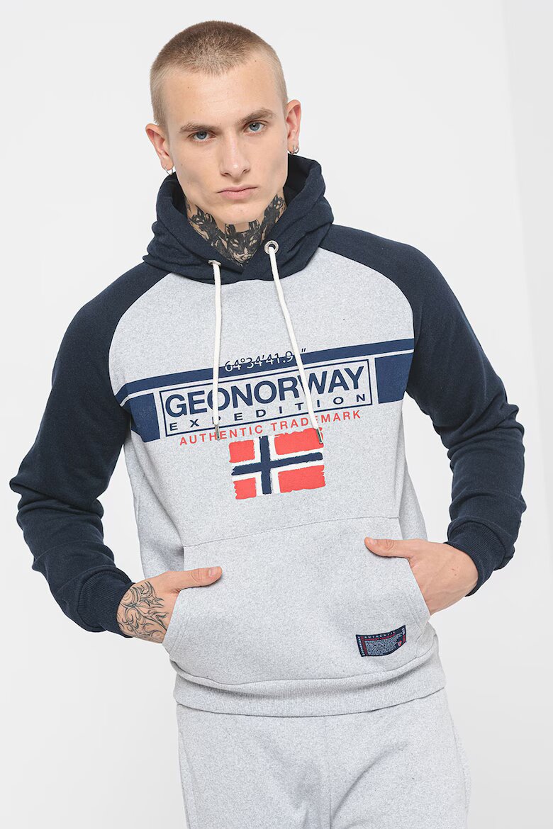 Geo Norway Худи Gabin с ръкави реглан Сив меланж/Тъмносин