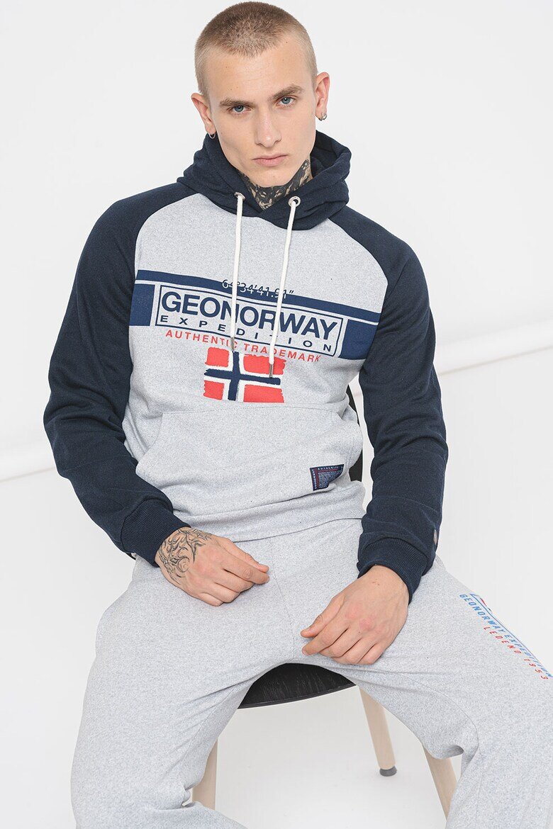 Geo Norway Худи Gabin с ръкави реглан Сив меланж/Тъмносин