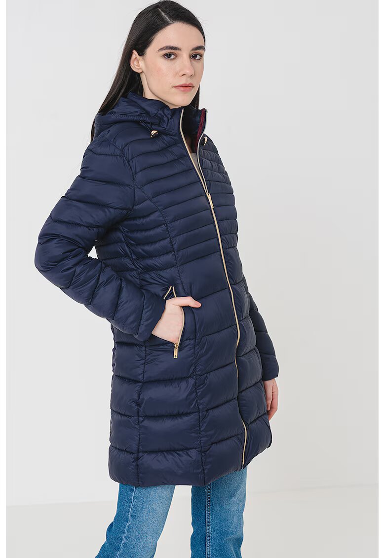 Geographical Norway Дълго зимно яке Bealize с качулка - Тъмносин