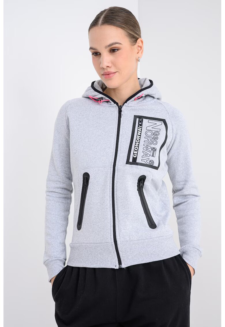 Geographical Norway Худи Fiona с цип - Светлосив меланж