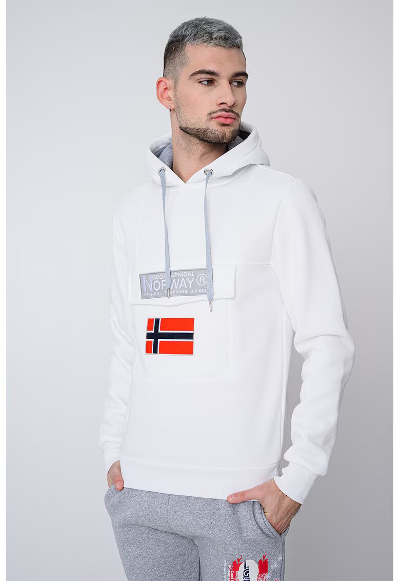 Geographical Norway Худи Gadrien с лого - Червен/Светло сив/Бял