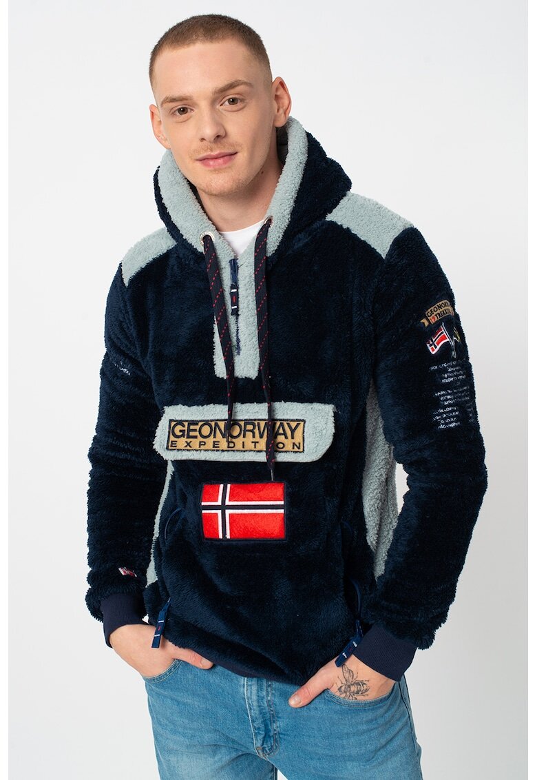 Geographical Norway Худи Gymclass с къс цип - Бледо синьо/Тъмносин