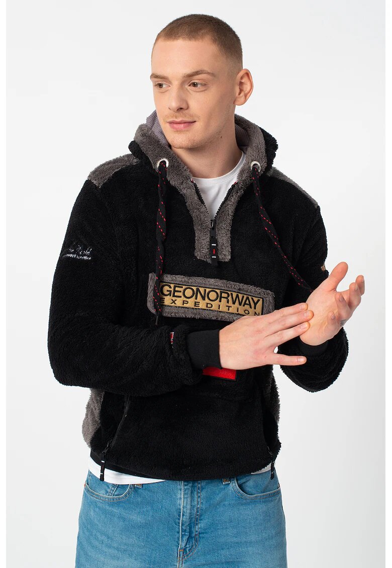 Geographical Norway Худи Gymclass с къс цип - Черен/Tъмносив