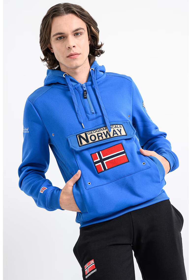 Geographical Norway Худи Gymclass с къс цип - Червен/Кралско Синьо
