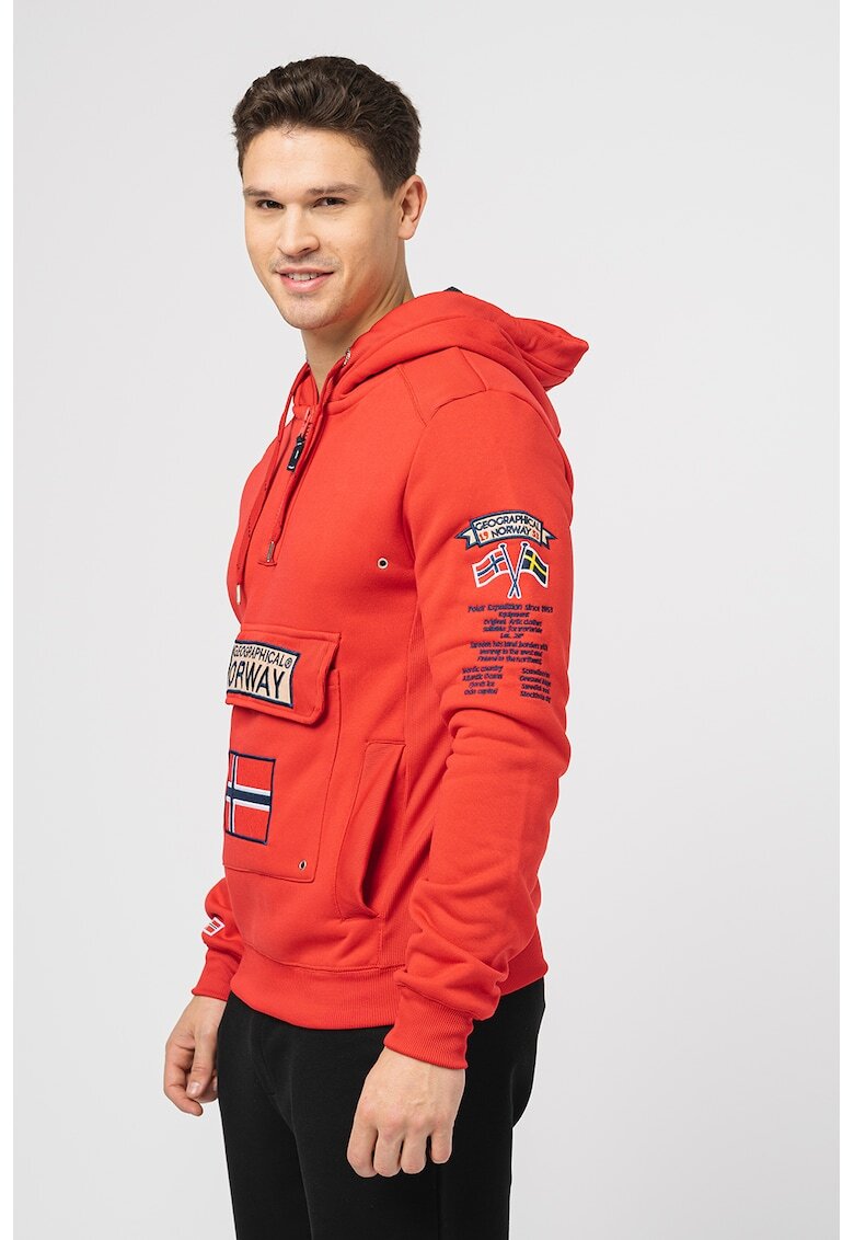 Geographical Norway Худи Gymclass с къс цип и бродирано лого - Червен