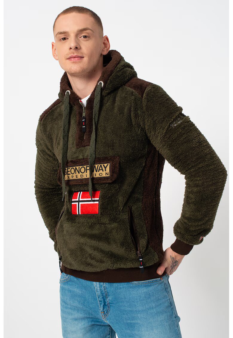 Geographical Norway Худи Gymclass с къс цип - Кафяв/Бледозелен
