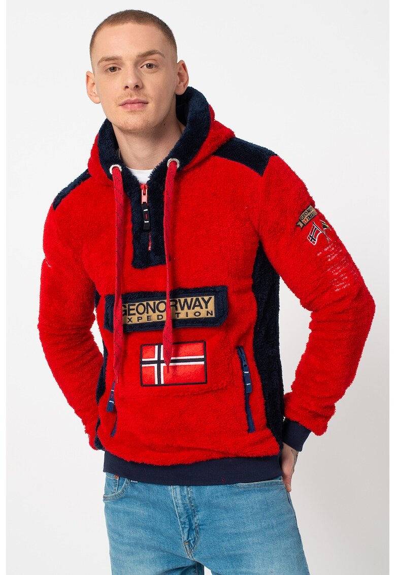 Geographical Norway Худи Gymclass с къс цип - Тъмночервен/Тъмносин