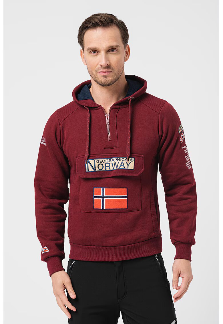 Geographical Norway Худи Gymclass с връзка и бродирано лого - Бордо