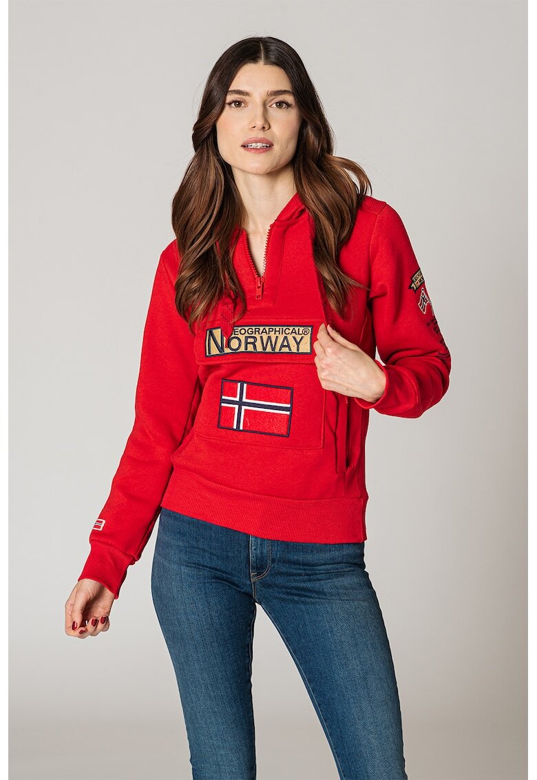 Geographical Norway Худи Gymclass с връзка и бродирано лого - Червен/Тъмносин