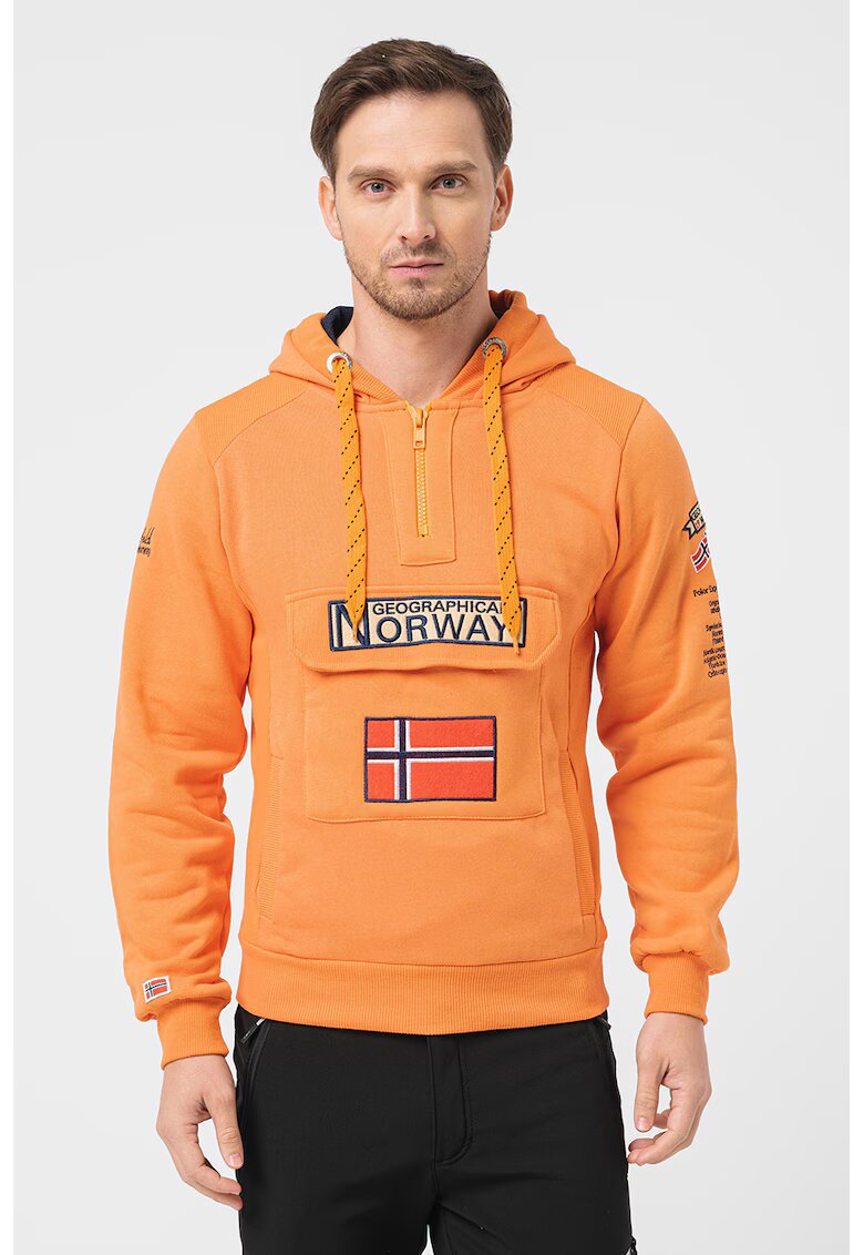 Geographical Norway Худи Gymclass с връзка и бродирано лого - Оранжев