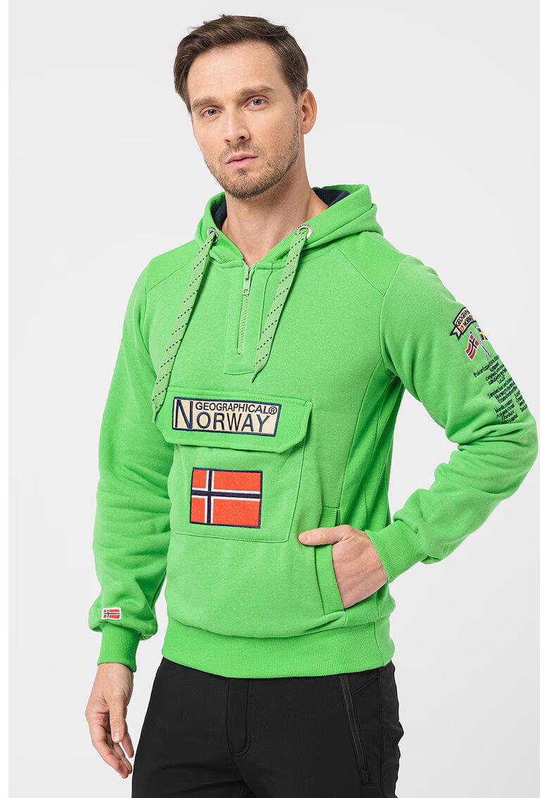 Geographical Norway Худи Gymclass с връзка и бродирано лого - Зелен