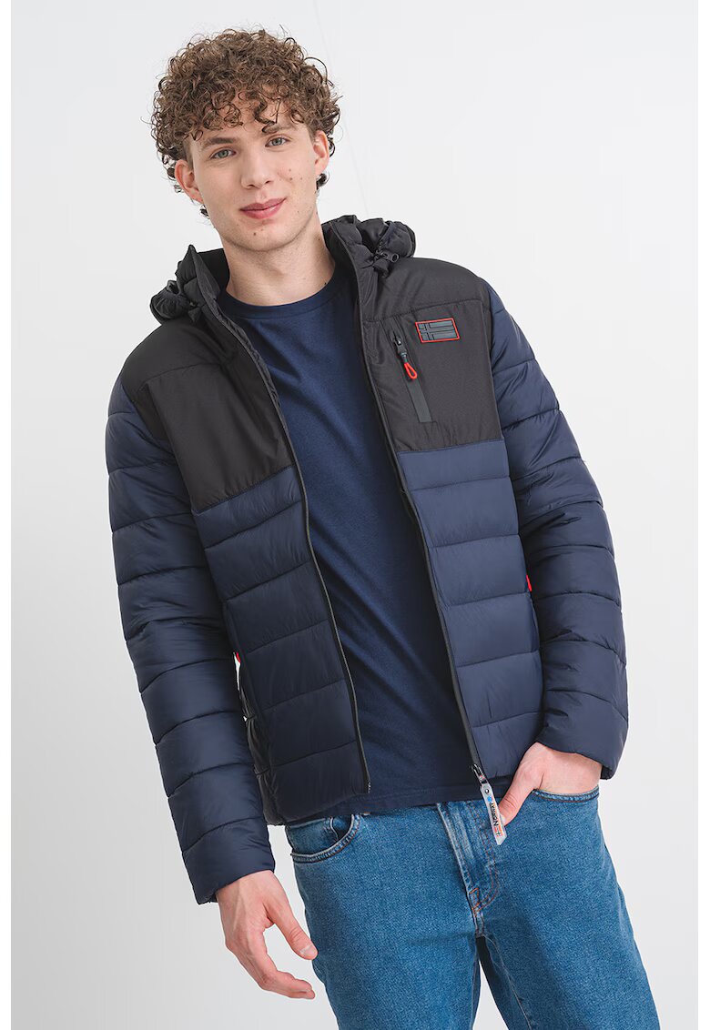 Geographical Norway Капитонирано яке Batilo с качулка - Черен/Тъмносин