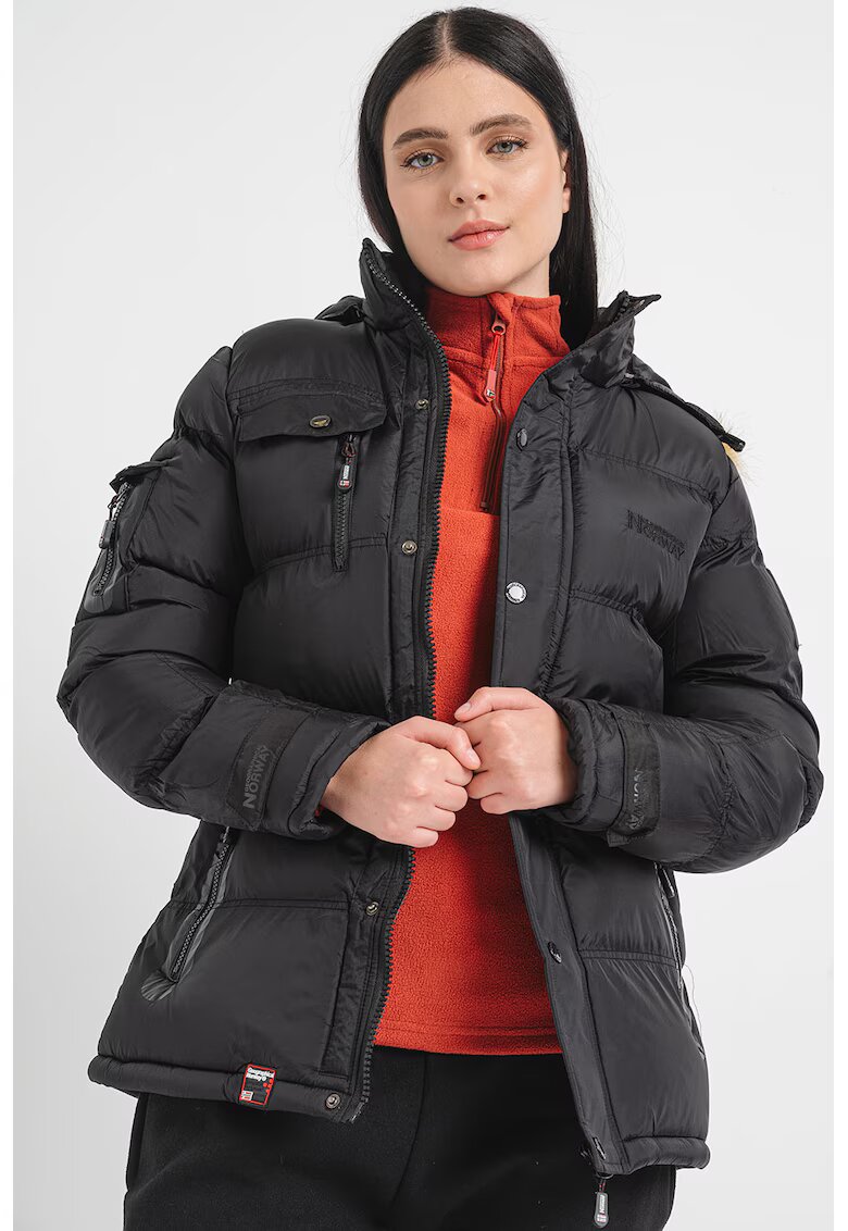Geographical Norway Капитонирано зимно яке Bonapart с качулка - Черен