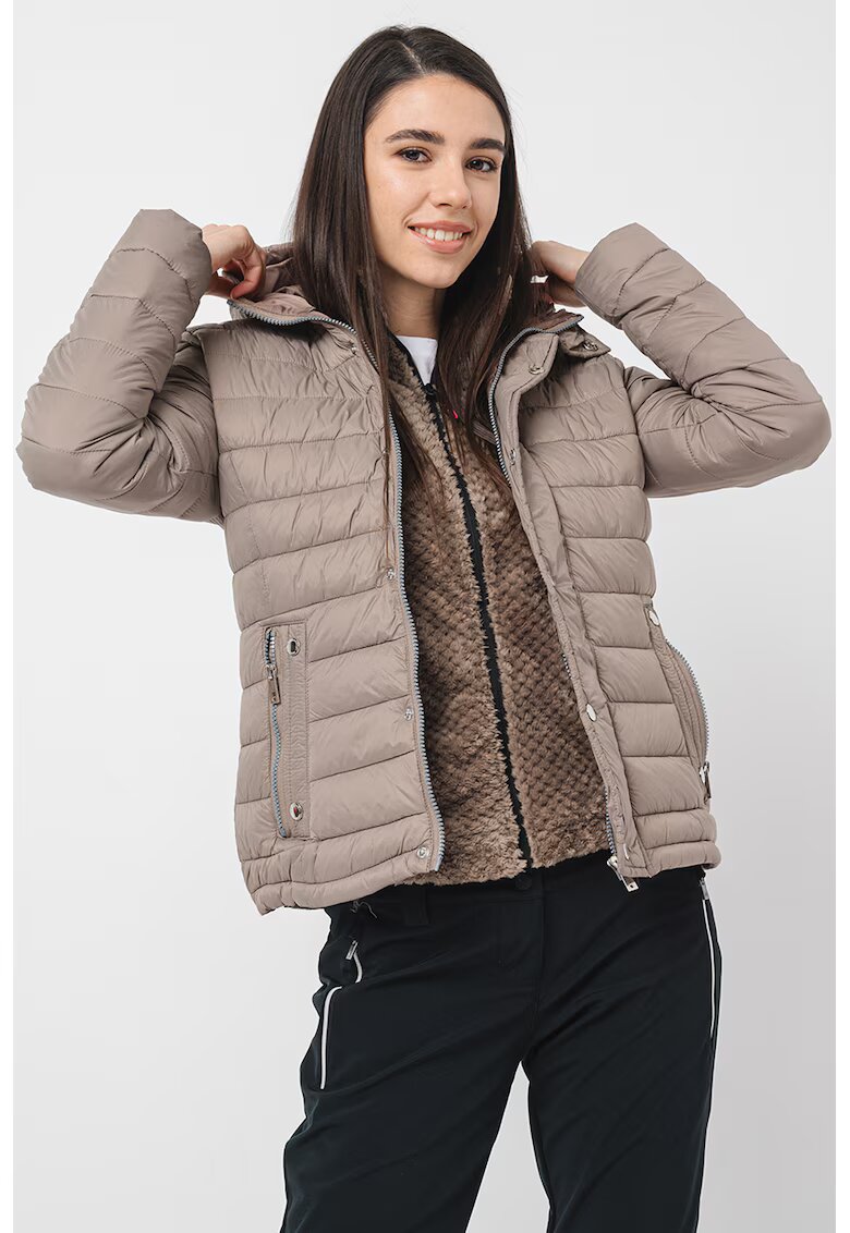 Geographical Norway Капитонирано зимно яке Bubulle с качулка - Сиво-кафяв