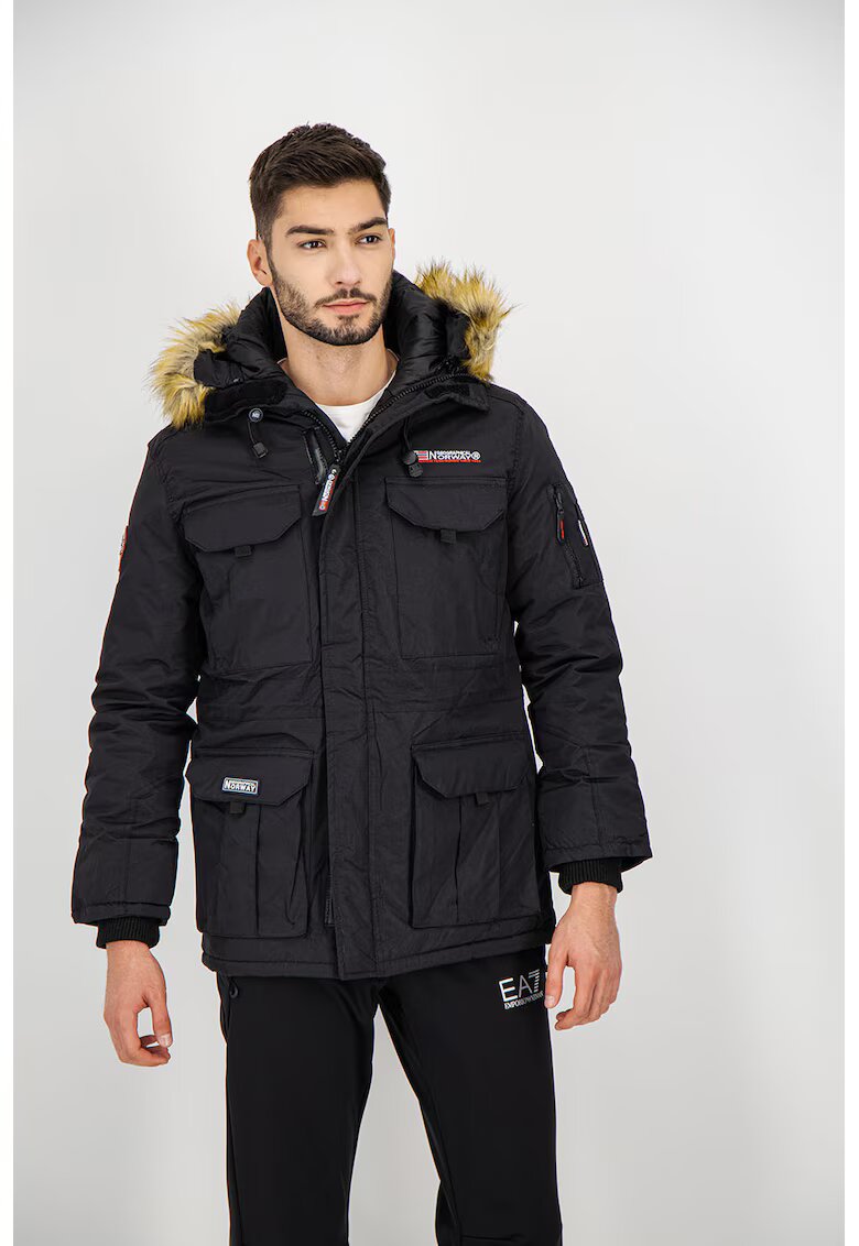 Geographical Norway Подплатено зимно яке Alpes с качулка - Черен