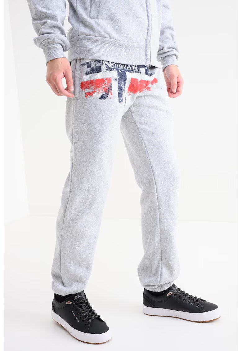 Geographical Norway Спортен панталон Mapote с лого - Сив меланж/Аленочервен