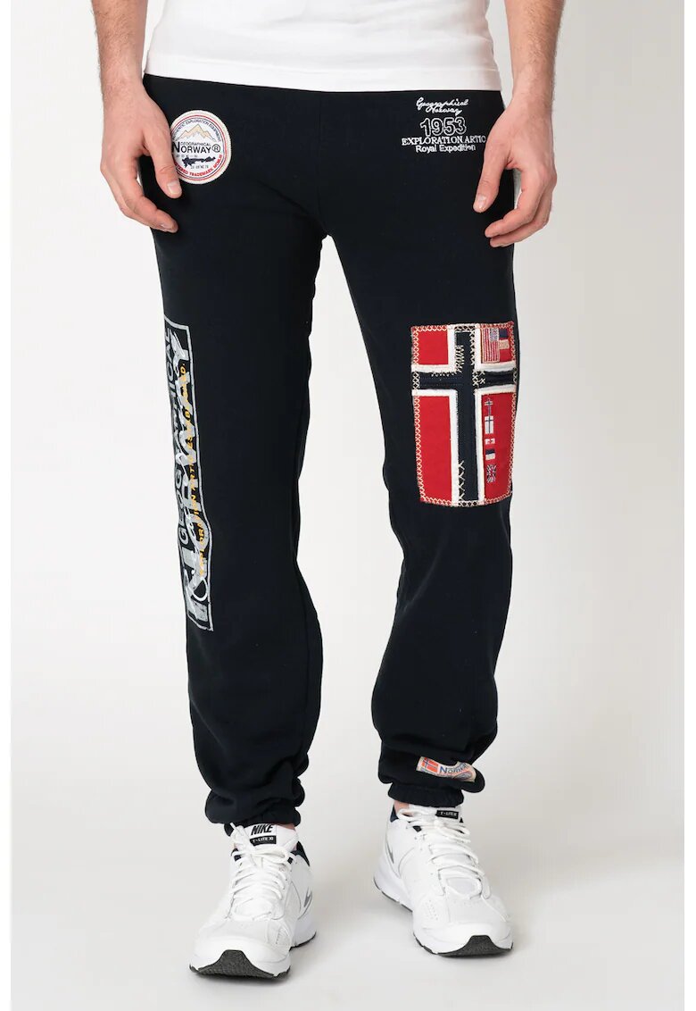 Geographical Norway Спортен панталон Myer с апликации лого - Червен/Сив/Тъмносин