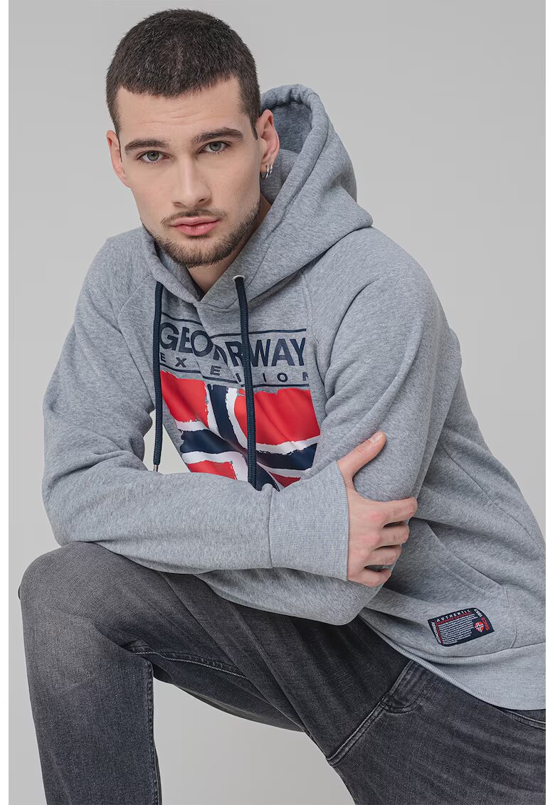 Geographical Norway Стандартно худи с лого - Червен/Сив меланж