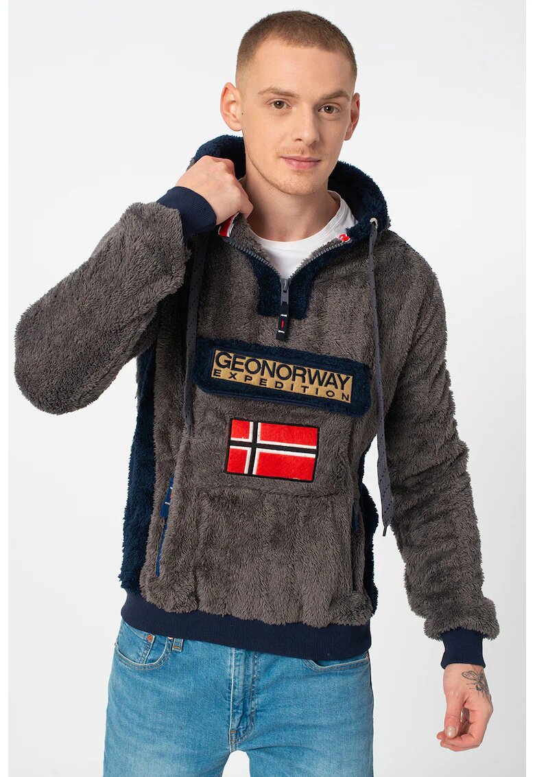 Geographical Norway суичър с цип и лого на Gymclass - Tъмносив/Тъмносин