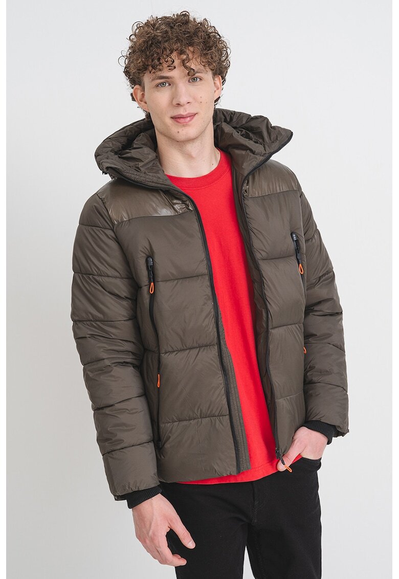 Geographical Norway Ватирано зимно яке Bayou с джобове с цип - Каки