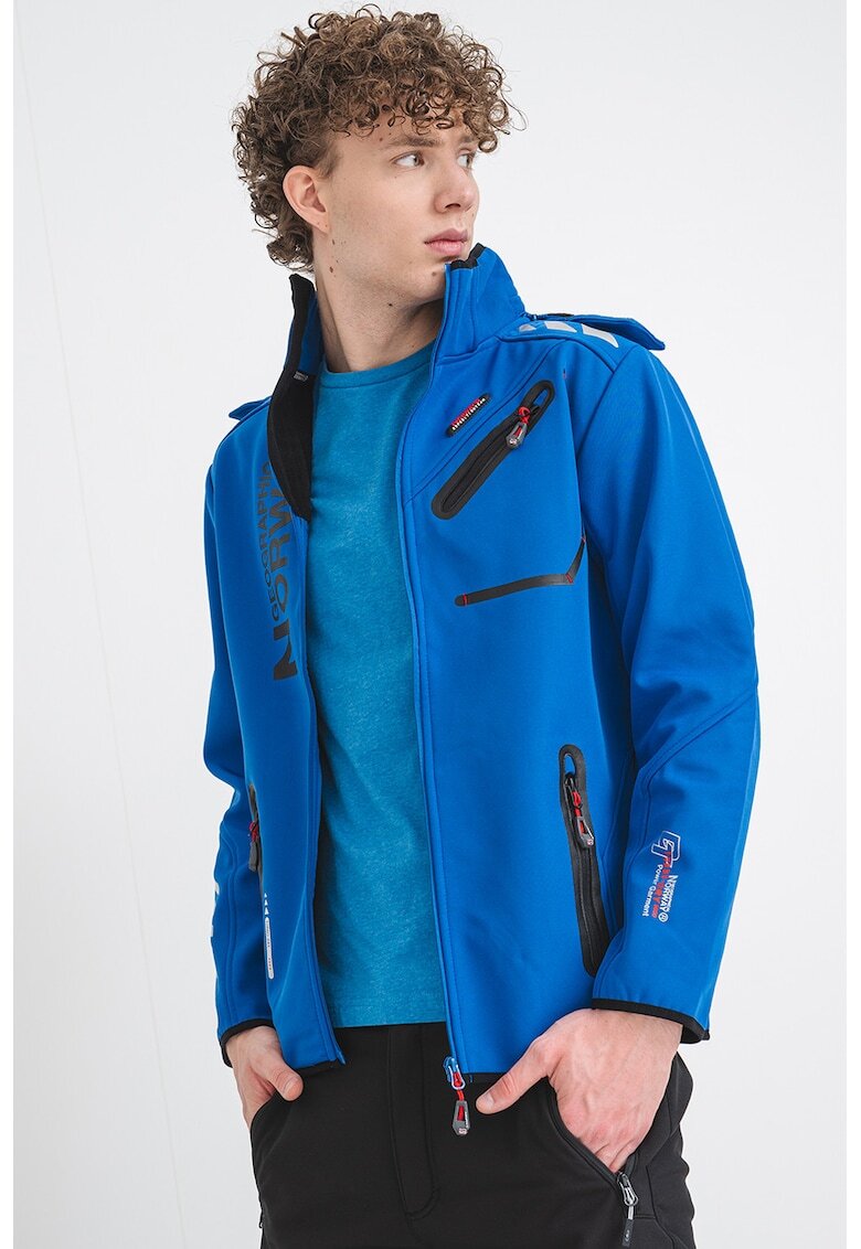 Geographical Norway Яке Royaute с качулка и цип - Черен/Кралско Синьо